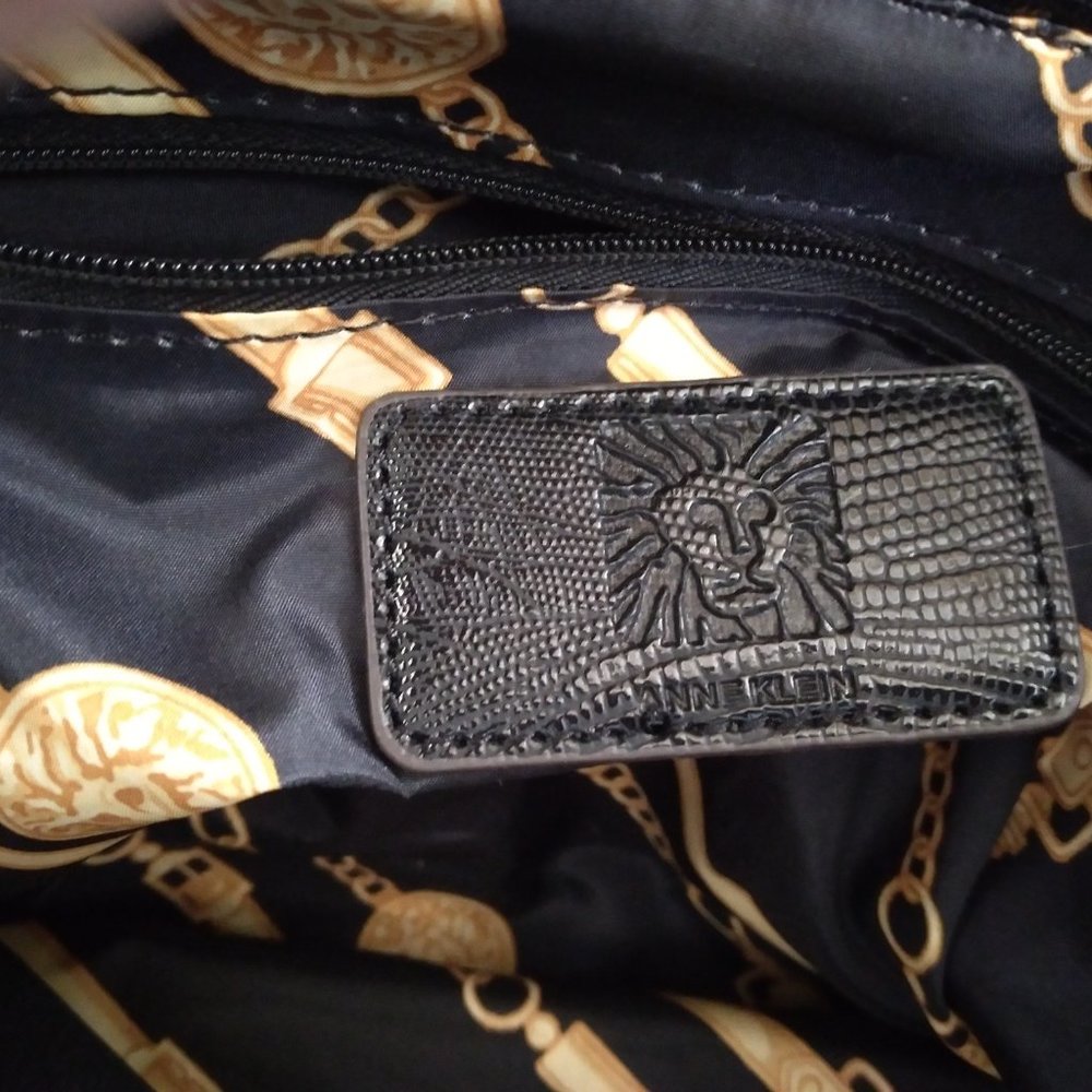ANNE KLEIN women NEW w/Tag Handbag Black Lizard print faux leather Large17x10x4" - Picture 8 of 14